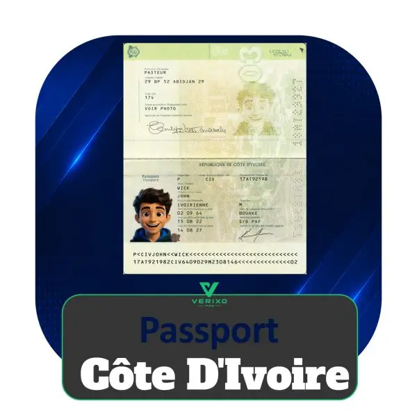 Cote d'Ivoire Passport - Full Editable PSD Template