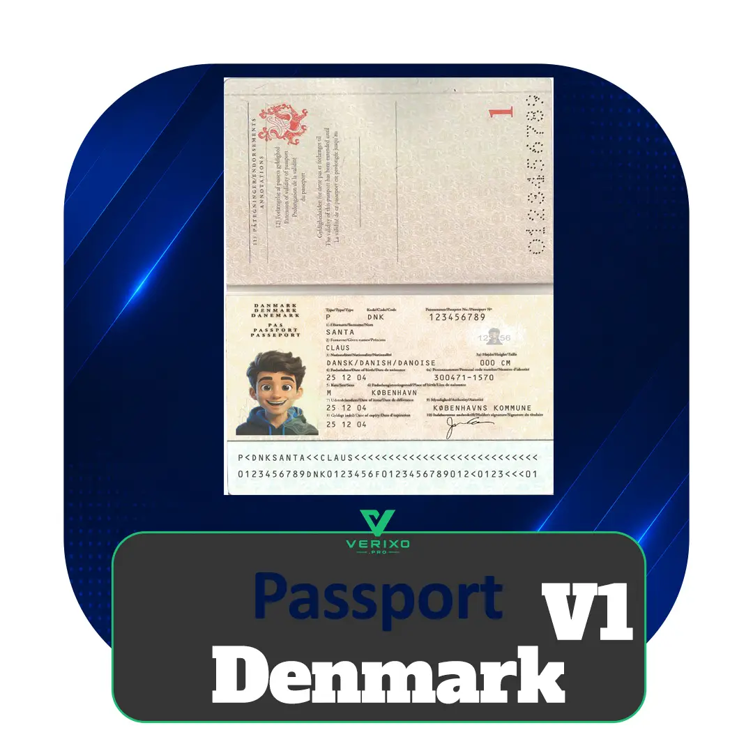 Denmark V1 Passport - Full Editable PSD Template