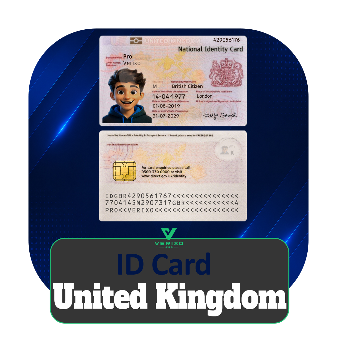United Kingdom (England) ID Card - Full Editable PSD Template